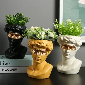 

Nordic ceramics Human head Flower vase David Sculpture Modern home Decor abstract ornaments Flower arrangement desk decor