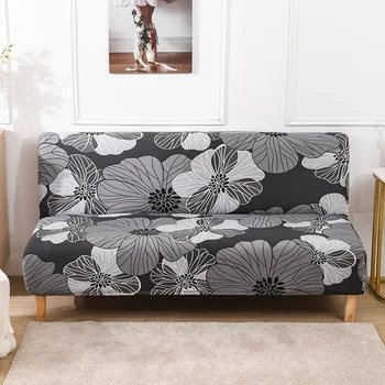 

Folding Sofa Bed Cover All-inclusive Without Armrest Plant Printed Modern Elastic Slipcover Sofa Furniture Protector Cover