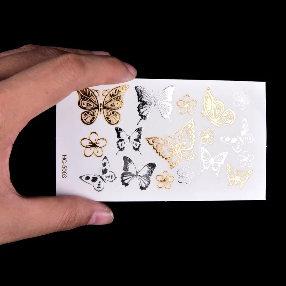 Золотая Бабочка 3D временная татуировка боди-арт флеш-тату наклейка s 11*6 см водостойкая Татуировка домашний декор наклейка на стену