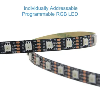 

WS2813 Upgraded WS2812B Individually Addressable Programmable RGB LED Strip Pixels Light 16.4ft 5m 300 LEDs Signal jk812