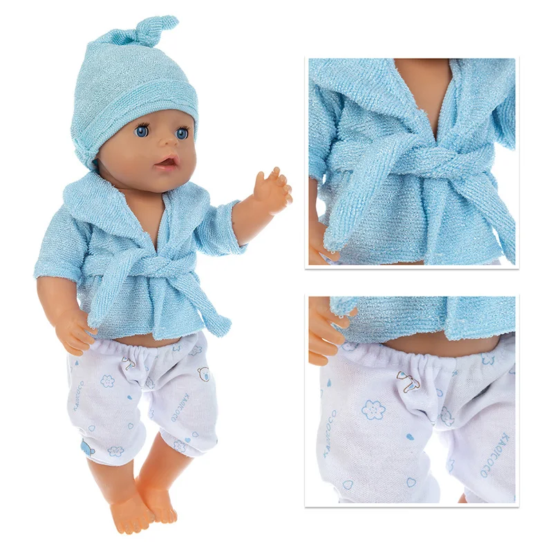 

Blue Bathrobe Suit Doll Clothes Fit 17 inch 43cm Doll Clothes Born Babies Doll Clothes For Baby Birthday Festival Gift