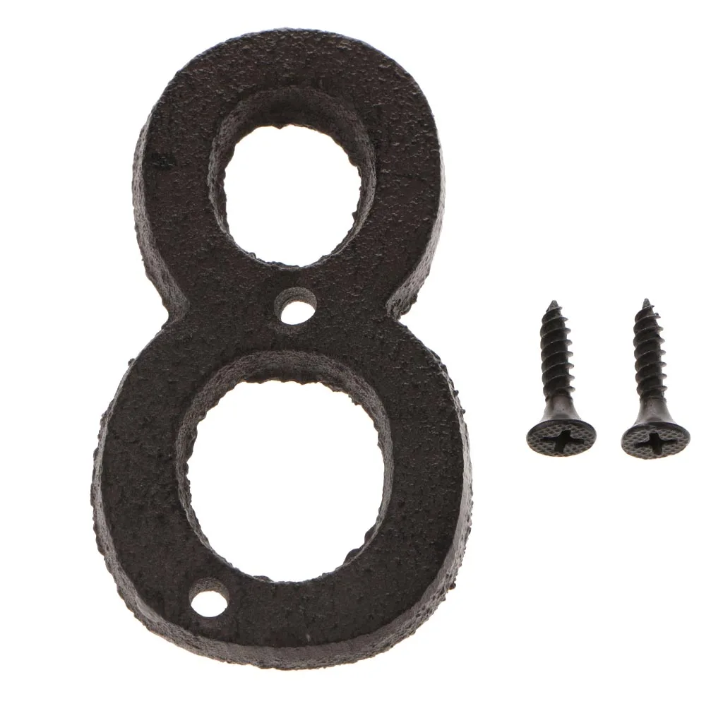 Wrought Iron Black Antique House Office Door Numbers Sign Plaque Craft 8