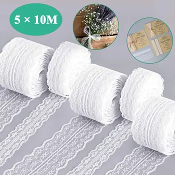 

metable 5 Rolls Vintage Lace Trim for Sewing Wide Floral Lace Roll for Bridal Wedding Embroidered Decoration Cards Crafts DIY