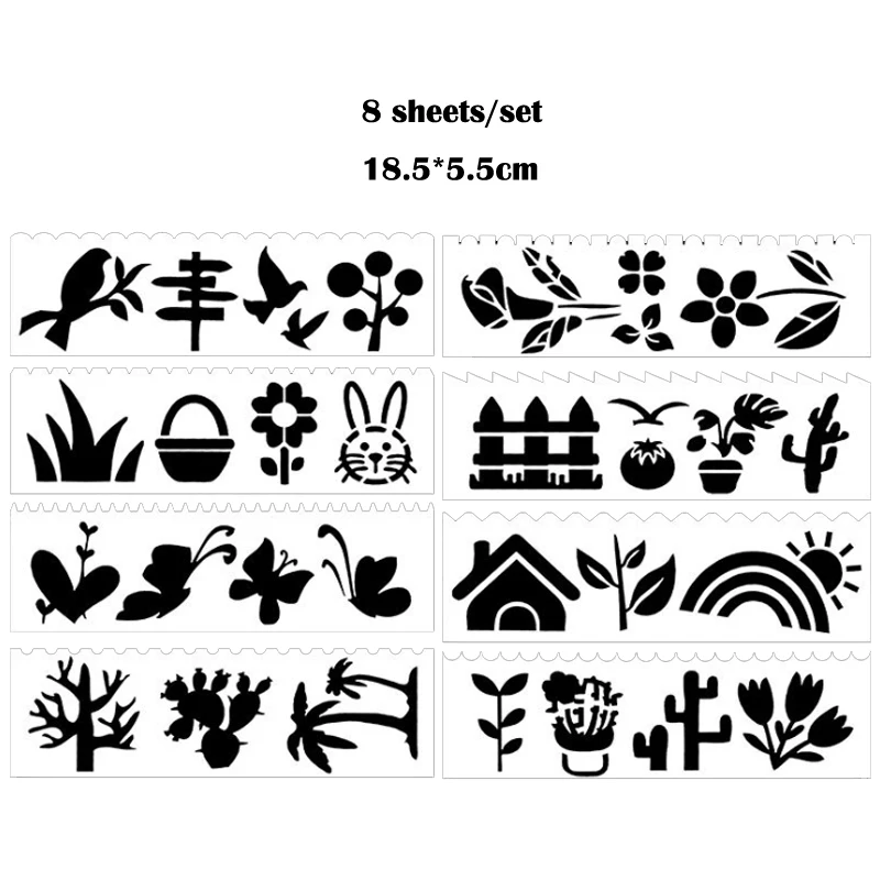 

8pc Butterfly Garden Painting Template Stencil DIY Scrapbooking Diary Album Decor Accessories Drawing Office School Supplies