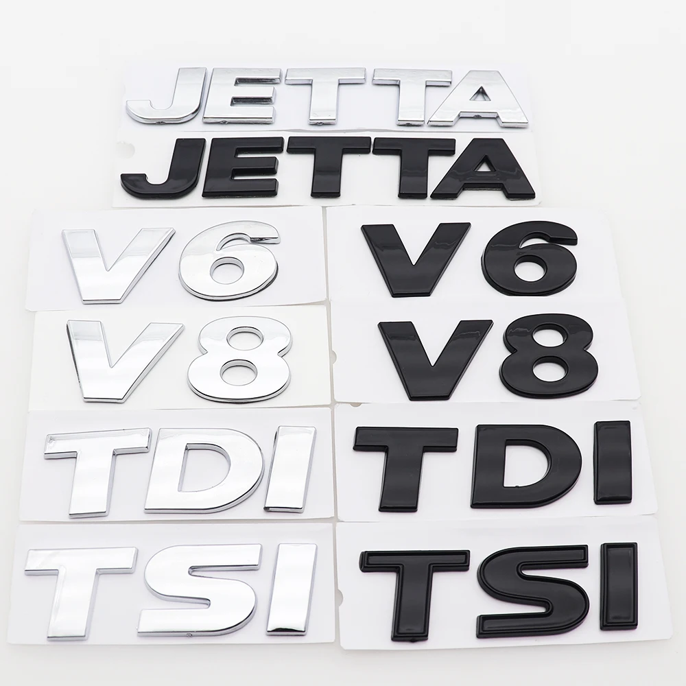 1PC 3D ABS Plastic JETTA V6 V8 TDI TSI Car Letter Logo Sticker Tail Badge Creative Decoration Rear Trunk Emblem Decal Styling | Автомобили