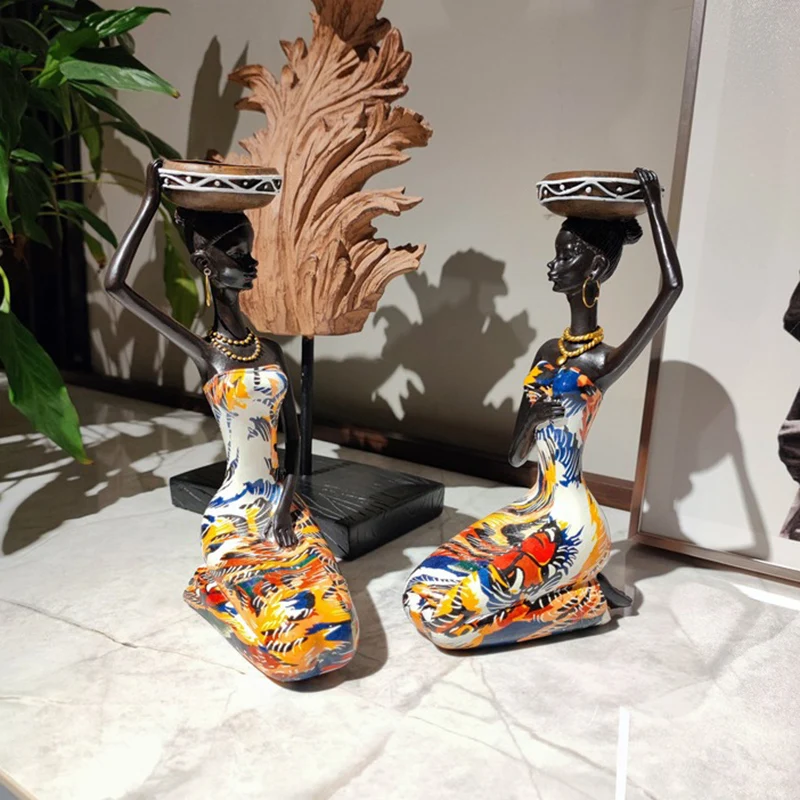 Luxury African Figurines Candle Holders Decor For Table Resin People Statue Sculpture Ornament Home Living Room Decoration 9 Luxury African Figurines Candle Holders Decor For Table Resin People Statue Sculpture Ornament Home Living Room Decoration