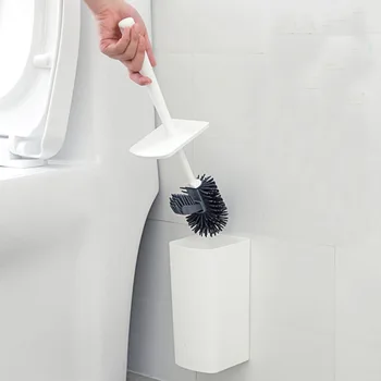 

Simple Wall-Mounted Plastic White Toilet Brush No Dead Angle with Base Set Toilet Cleaning Toilet Brush Toilet Brush