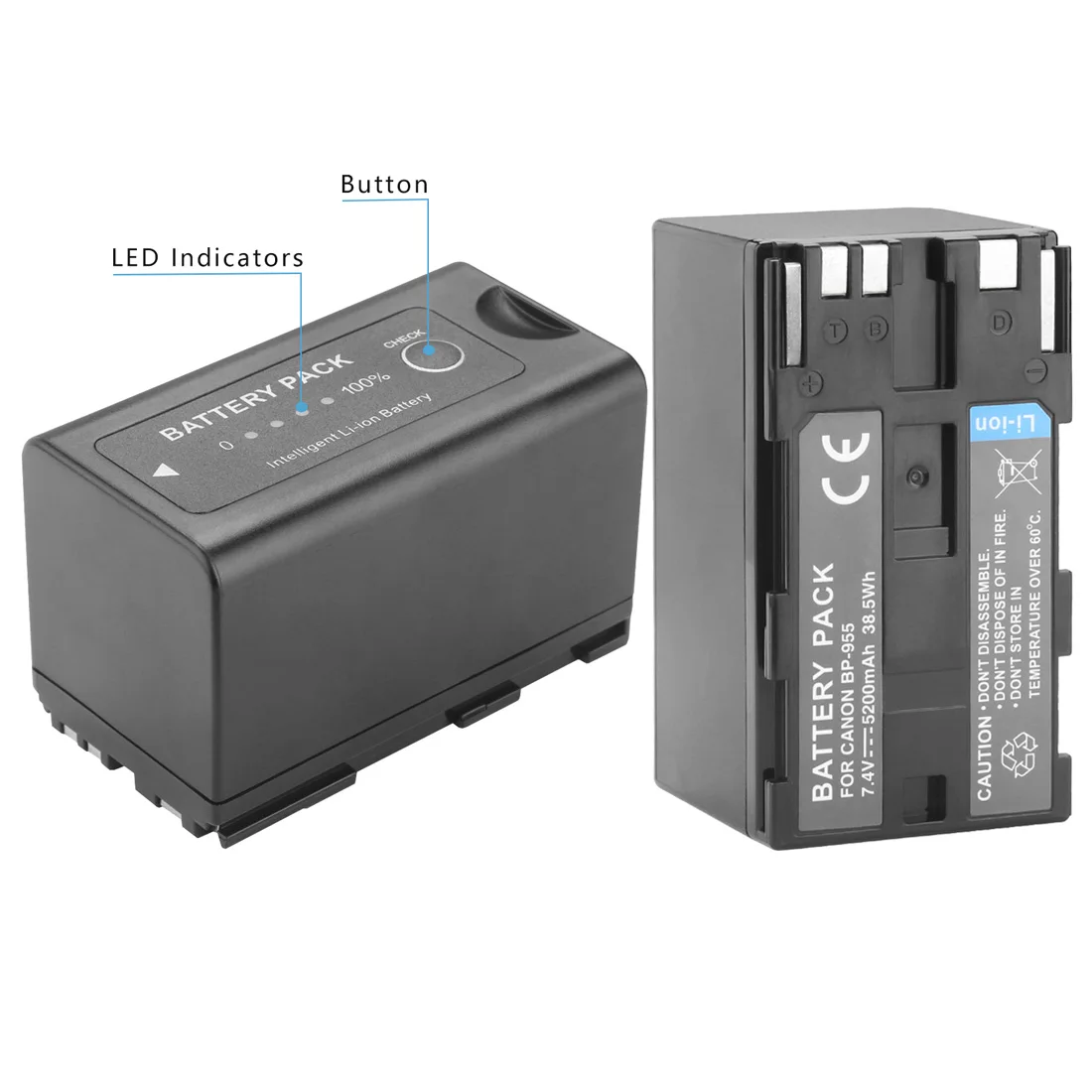 Bp-955 Bp955 Bp975 Batteria + Lcd Caricatore Rapido Per Canon Eos C100 C300 C500 Xlh1 Xhg1 Xha1 Xl2 Xm2 Es8200V Vistura Xf205 Xf300