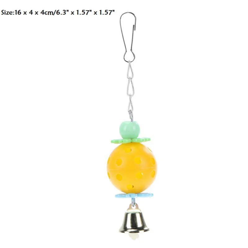 Hot Parrot Toys Pet Bird Bites Climb Chew Toys Parakeet Hanging Swing Bell Pet Toy Bird Calopsita Hanging Bridge Chain - Цвет: Цвет: желтый