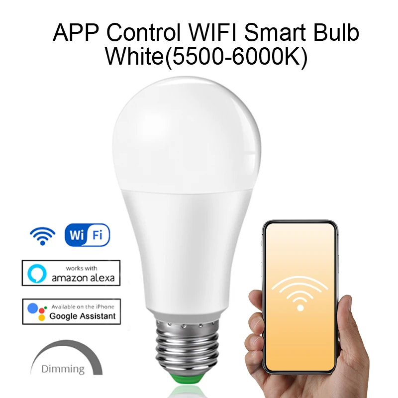 85-265 в E27 светодиодный светильник RGB 15 Вт Bluetooth Wifi приложение управление умная лампа 10 Вт RGBW подсветка rgbww лампа ИК пульт дистанционного управления Домашний Светильник ing - Испускаемый цвет: Wifi White 15W