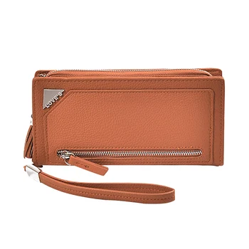 

Pu Leather Solid Zipper Phone Pack Coin Purses Lady Women's Wallet Wristlets Credit Card Holders Long Clutch Wallets for Women