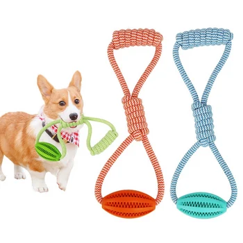 

New Pet Dog Toys Dogs Teeth Clean Chewing Toy Outdoor Traning Fun Playing Cotton Rope Bite Rubber Ball Toy For Dog Supplies.