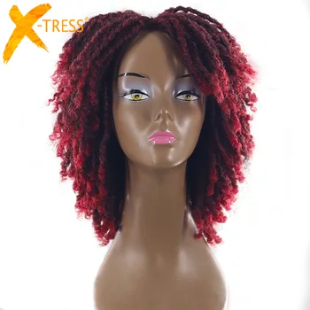 

X-TRESS Crochte Braided Hair Wigs Synthetic Faux Locs 10inches Short Bob Hair Wig Machine Made Dreadlock Twist Braids Wig Style