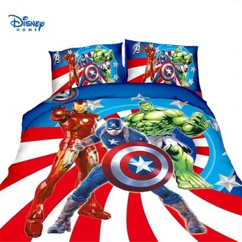 

disney Avengers bedding set 2/3/4pc Princess Elsa McQueen Cars Spiderman printed duvet cover single twin size girl boy bed linen