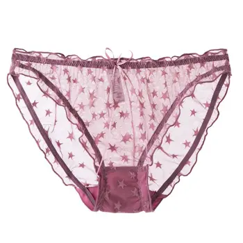 

Women Sexy Sheer Mesh Ruffles Panties Cute Star Ribbon Bowknot Briefs Underwear Y3NE