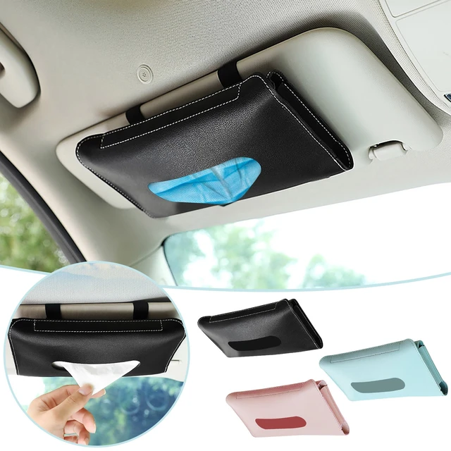 Car Tissue Box Towel Car Sun Visor PU Leather Tissue Interior Box