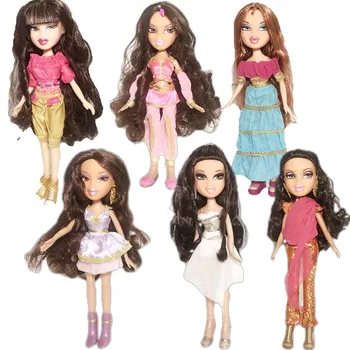 

new 23cm dolls Original mgadoll motion White evening dress Big lips girl Fashion Bratz Doll Action Figure doll Best Gift