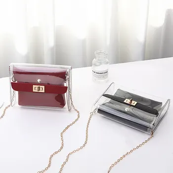 

Fashion Lady Transparent Jelly Shoulders Bag Handbag Letter Purse Mobile Phone Messenger Bags Femme Sac A Main