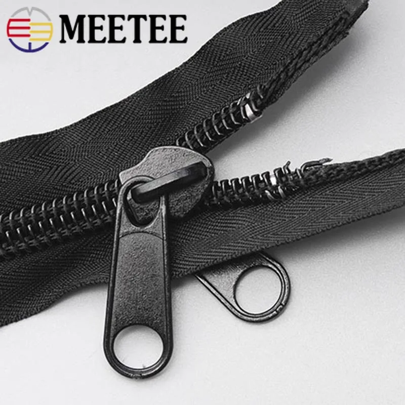 Meetee 10# Plastic Nylon Zippers Black Open End Long Zip for Outdoor Tent Zipper DIY Tailor Sewing Craft Bag Clothes Accessories|Молнии| |