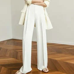 Pantalon décontracté à jambes larges pour femmes, couleur unie, fermeture éclair rétro, mode coréenne, taille haute, décontracté, nouvelle collection printemps 