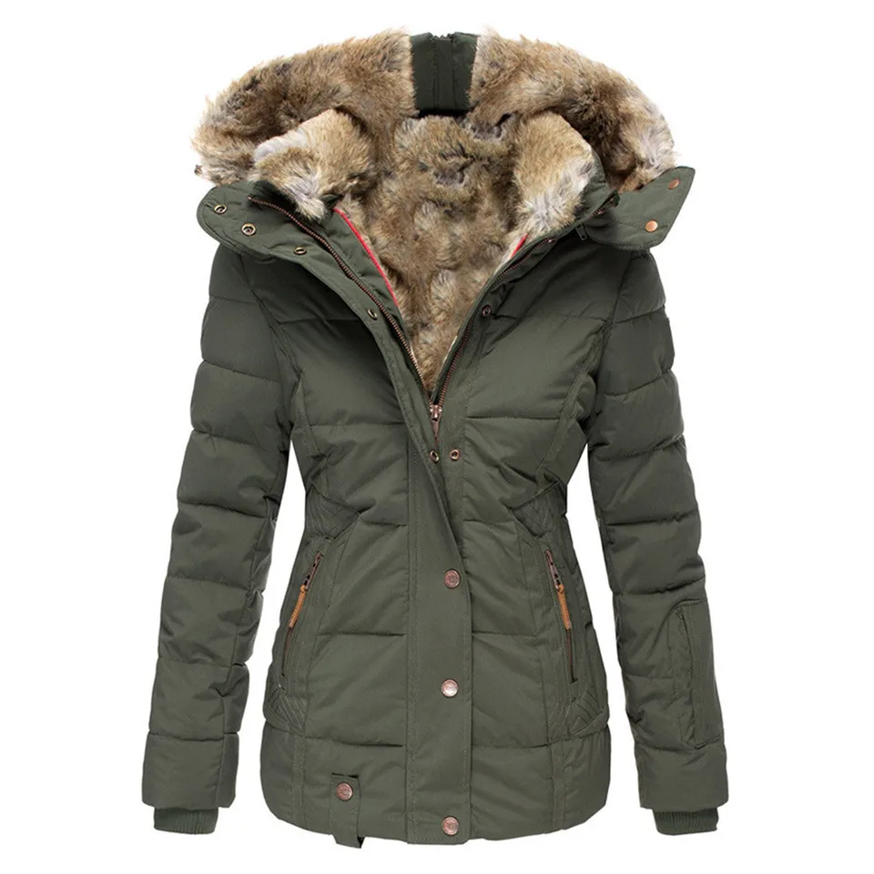 Womens Velvet Padded Hooded Winter Jacket