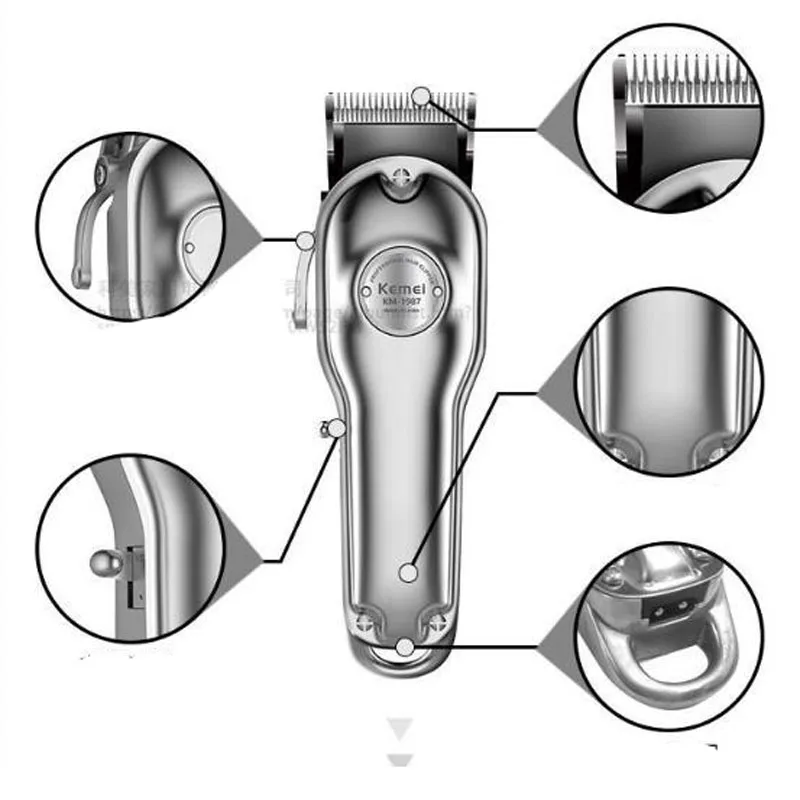 Kemei электрический триммер для волос KM-1987 мощный профессиональный электрический машинка для стрижки волос удаление волос Резак для волос перезаряжаемый