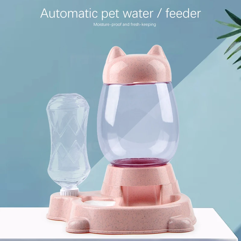 

2.2L Pet Dog Cat Automatic Feeder Bowl for Dogs Drinking Water 528ml Bottle Kitten Bowls Slow Food Feeding Container Supplies