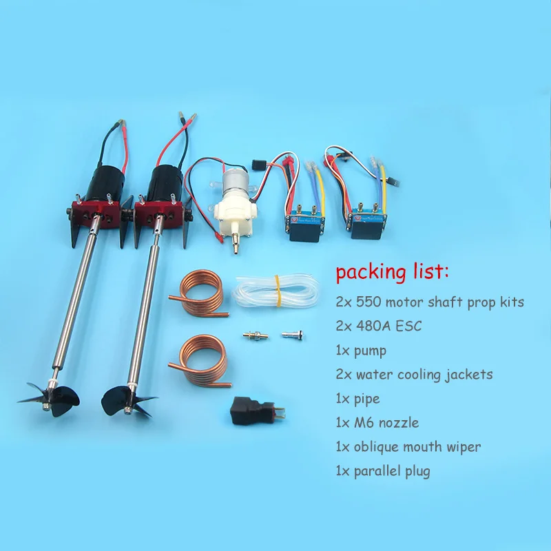 

1 Set 550 Motor+ Propeller Drive Shaft + 480A ESC + Pump Water Cooling Jackets Set Spare Parts for DIY RC Boat Model