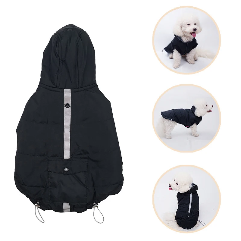 

Pet Clothes for Autumn and Winter Newest Warm Two Feet Vest Black Color Cotton Padded Coat with Night Light Protective Clothing