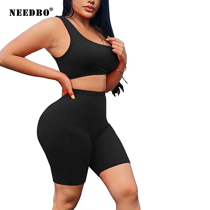 

NEEDBO Black Biker Shorts Women Sport Fitness Short Trousers Women Summer Slim Biker Shorts Womens Leggins Knee Length Shorts