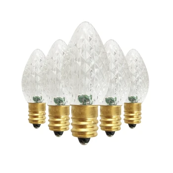 

UL Listed Box of 25 C7 Led Replacement Bulbs,2 SMD LEDs in Each Christmas Bulb for Outdoor String Lights,Sun Warm White