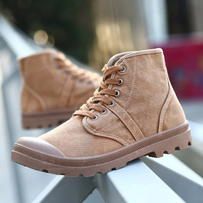 Khaki MRCAVE BOOTS защитная обувь для мужчин со стальным носком дышащая парусиновая Рабочая обувь нескользящие ботинки обувь для промышленного и строительного работ - Цвет: Khaki