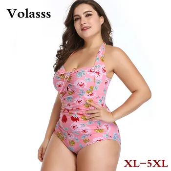 

Women One-Piece Swimsuit Beachwear Female Swimwear Bathingsuit Printed Flowers Plus Size Swimming Suit For Woman Swimwear 4XL XL