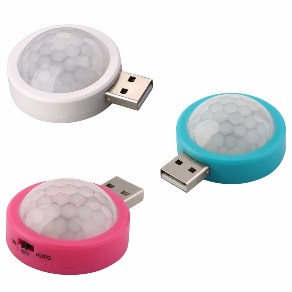 USB круглый маленький движения человеческого тела и светильник Сенсор светодиодный ночной Светильник для детской комнаты