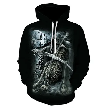 

Autumn And Winter hot unisex sweatshirt 3d-printed guitar skull hoodie pocket black coat Men's hoodie Manufacturer promotion