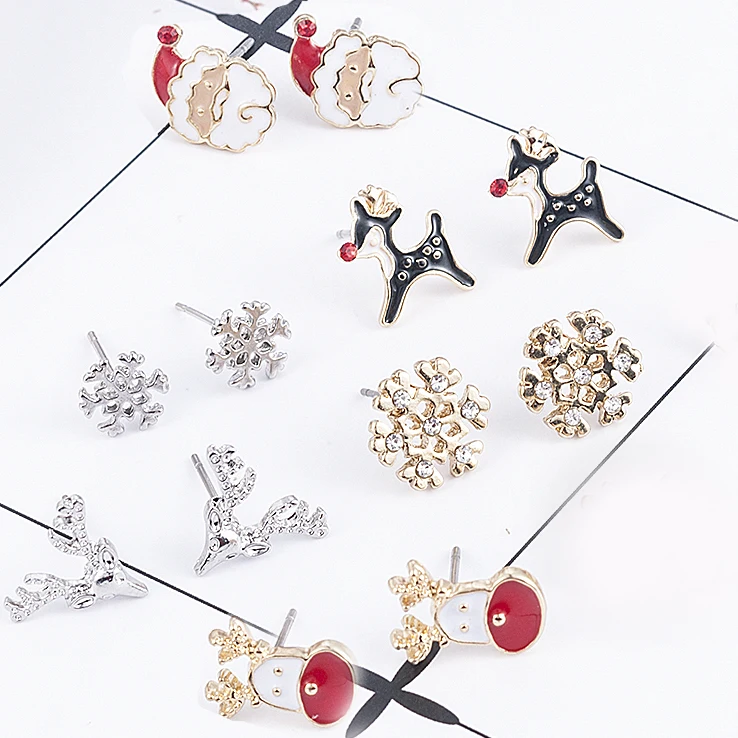 Милая эмаль декоративная серьга дерево Рождественский обруч конфеты для женщин Рождество с изображением снежного лося модные вечерние ювелирные изделия подарок Рождественский подарок