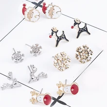 Милая эмаль декоративная серьга дерево Рождественский обруч конфеты для женщин Рождество с изображением снежного лося модные вечерние ювелирные изделия подарок Рождественский подарок