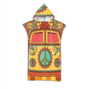 

Double sided Printed Peace car Robe Bath Towel Outdoor Adult Hooded Beach Towel Poncho Bathrobe Towels Women Man Bathrobe aHT11