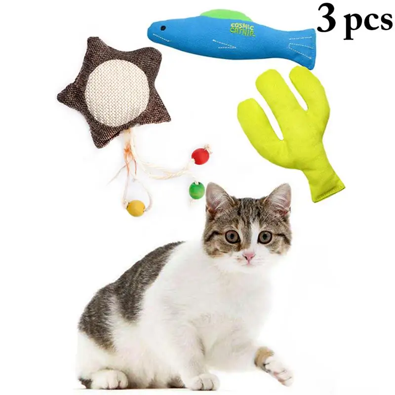 

Kapmore 3pcs Bite Resistant Cat Catnip Toys Set Creative Cartoon Canvas Cute Cat Bite Toy Pet Bite Toy Pet Supplies Cat Favors