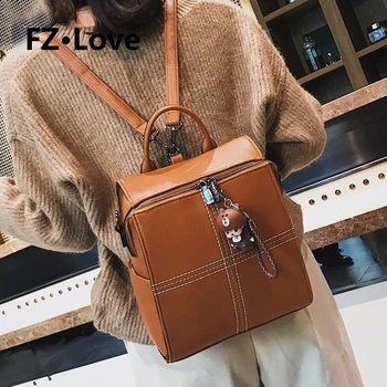 

Women Laptop Backpack PU Leather Satchel Shoulder Bag Backpack for Travel Work College 10In Ladies Solid Cartoon Backpack Green