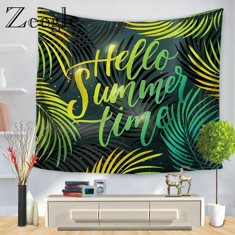 Zeegle Plant Pattern 3D Print Tapestry Wall Hanging Decorative Wall Carpet Bed Sheet Bohemian Hippie Home Decor Couch Throw