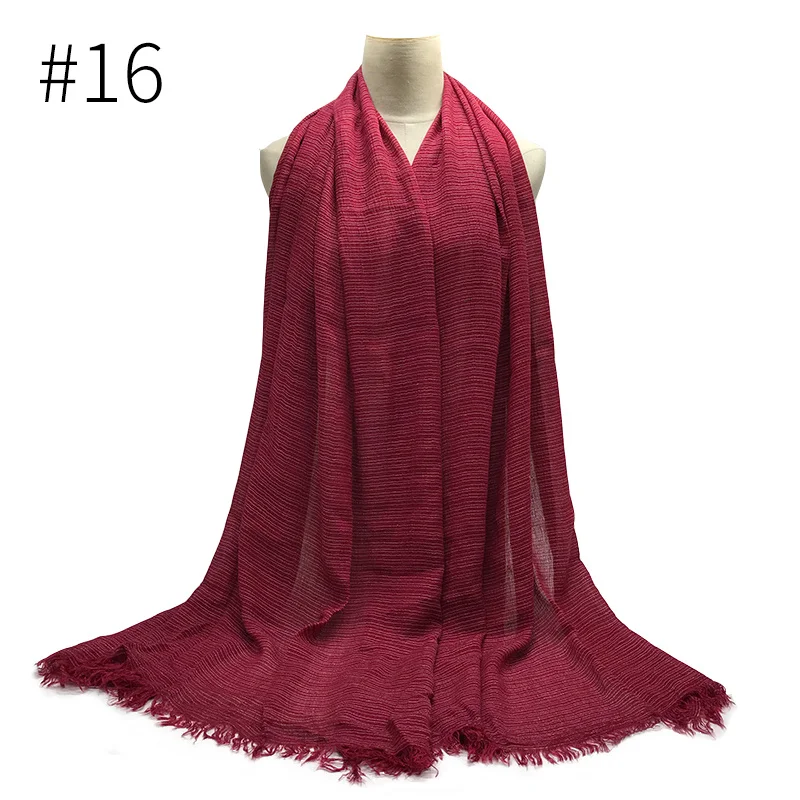 Зимний полосатый шарф популярные большие пашмины винтажные женские мягкие шарфы и шали Роскошные мусульманские хиджабы - Цвет: 16