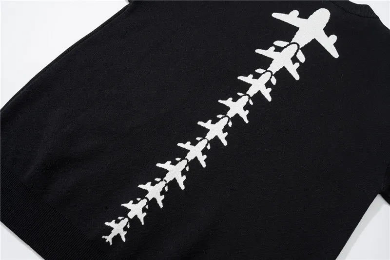 Hip Hop Letter Knitted Oversize Sweater Men Harajuku O-neck Long Sleeve Pullover Streetwear Casual Loose Sweater Jumper Knitwear