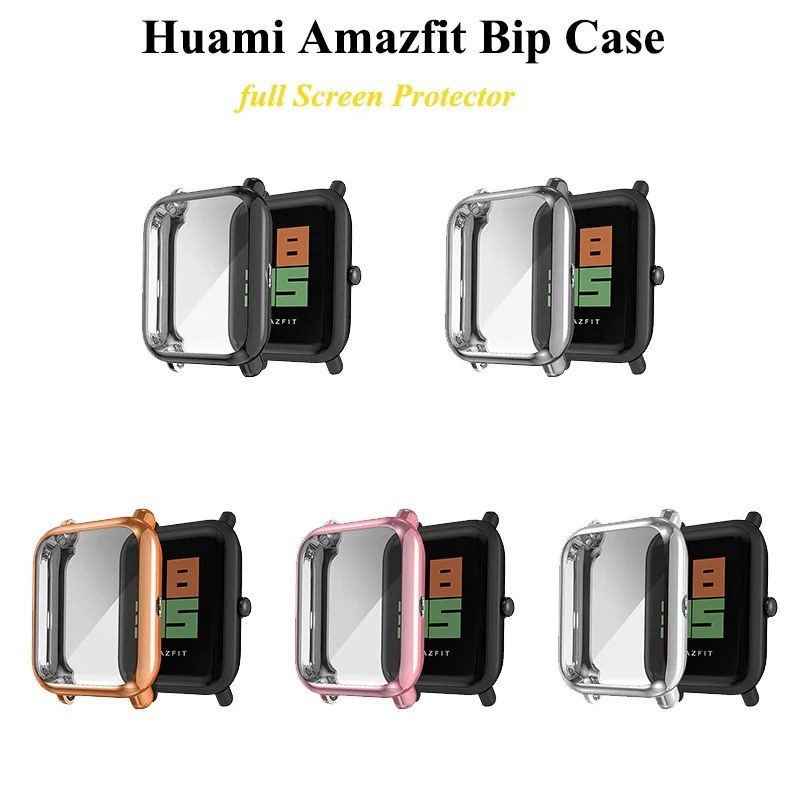 Protective Case For Huami amazfit bip Smart watch Accessories Xiaomi Bumper Plating Soft TPU Shell Case Cover Screen Protection