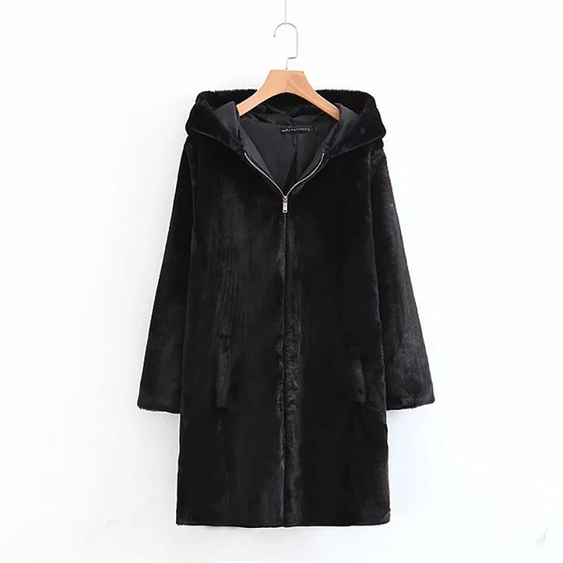 

Faux Fur Teddy Bear Coat Jacket Women Fashion Open Stitch Hooded Coat Female Long Sleeve Fuzzy Jacket Coat