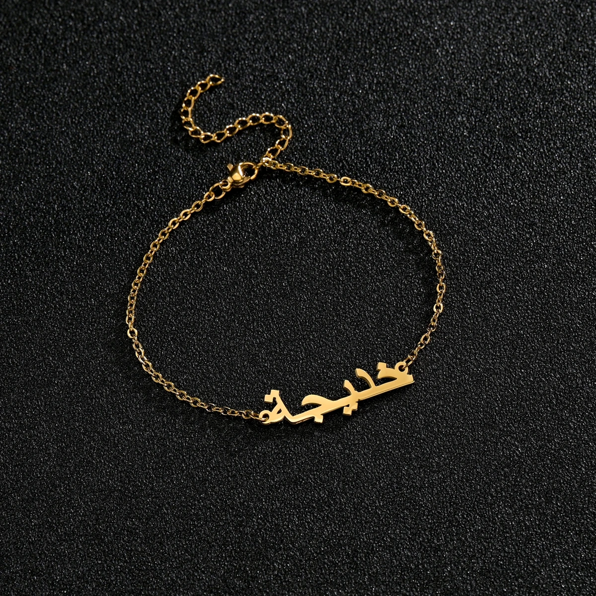 Goxijite Custom Arabic Statement Bracelets & Bangles Women Stainless Steel Arabic Name Charm Ketting Pulseira Jewelry Gift