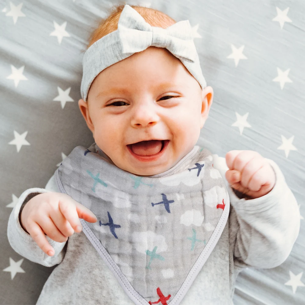 Baberos Banadana de muselina para bebé, paño para eructar súper suave y absorbente para bebés, recién nacidos y niños pequeños, Baberos ajustables con broches