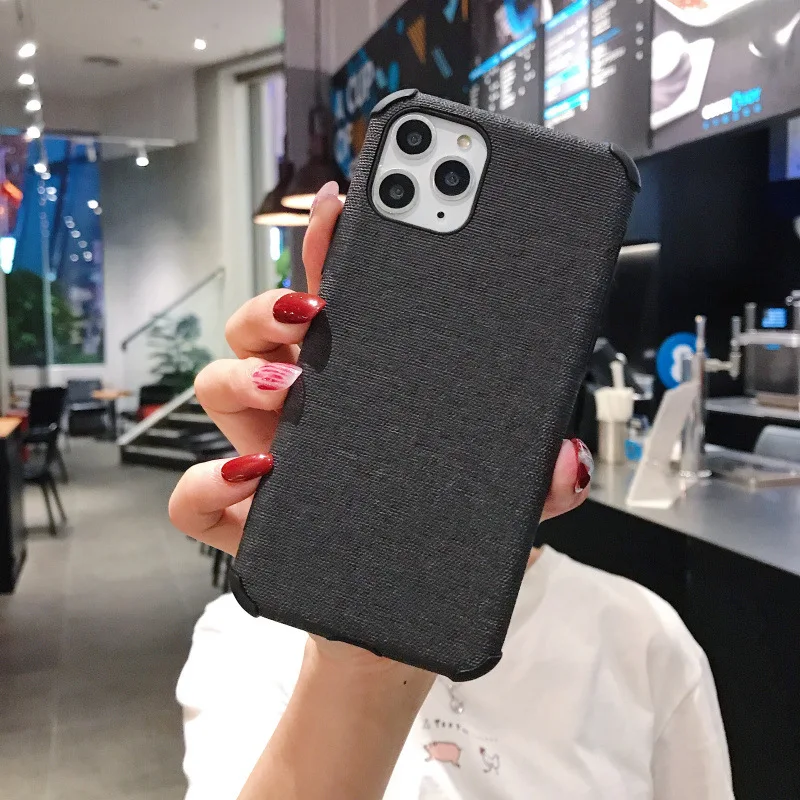 black Роскошный тканевый чехол для телефона для iPhone 11 Pro Xs Max Xr X 8 7 6s 6 Plus Coque мягкая Защитная силиконовая Крышка черный желтый - Цвет: black