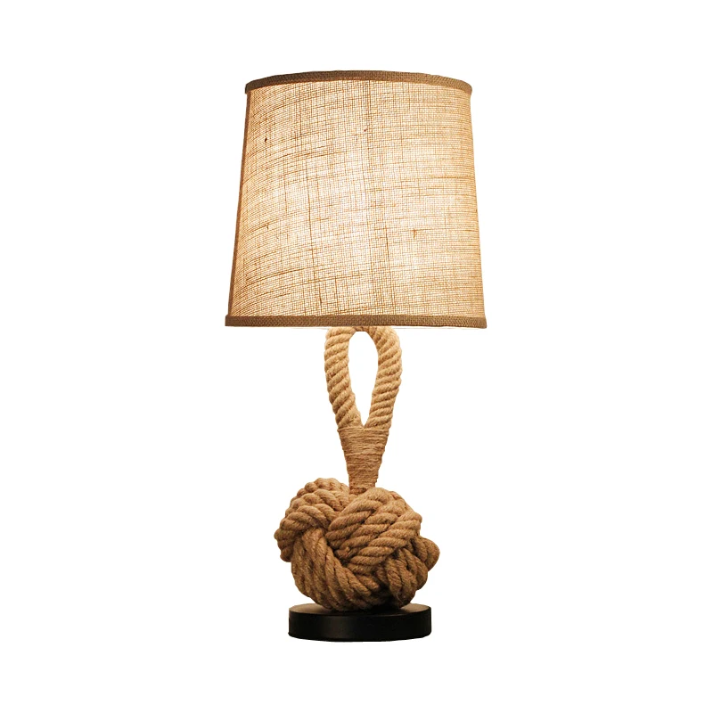 American table lamp retro rope cloth loft art bedside lamp bedroom study office cafe hotel restaurant bar light E27 desk light American table lamp retro rope cloth loft art bedside lamp bedroom study office cafe hotel restaurant bar light E27 desk light