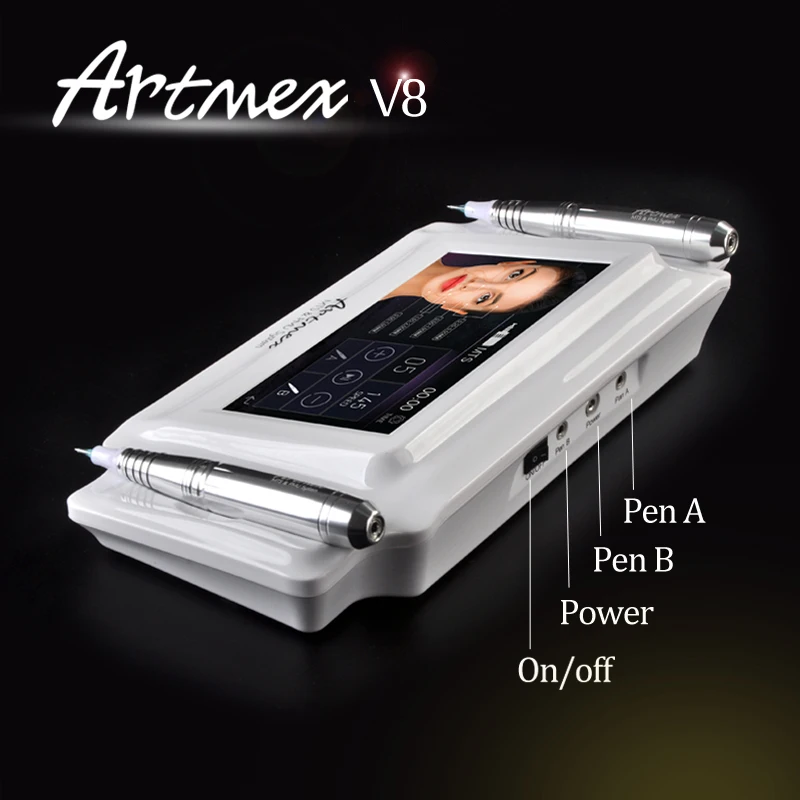Artmex V8 профессиональная цифровая Перманентная машина для татуажа глаз бровей губ Вращающаяся ручка МТС пму система с иглой для татуажа